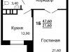 Схема квартиры в проекте "На семи холмах"- #1390084488